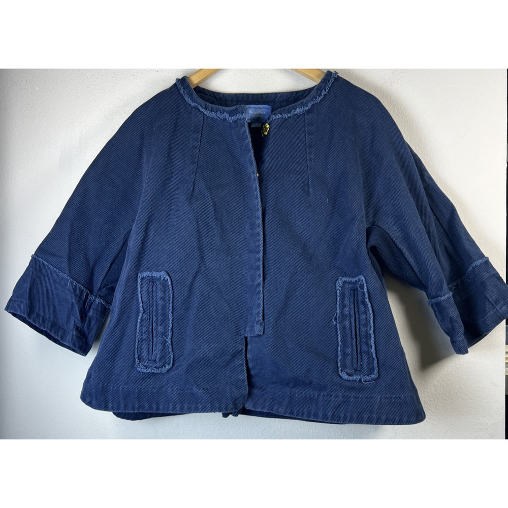 Simply Vera Vera Wang Navy Blue Twill Jacket XL frayed edges trim